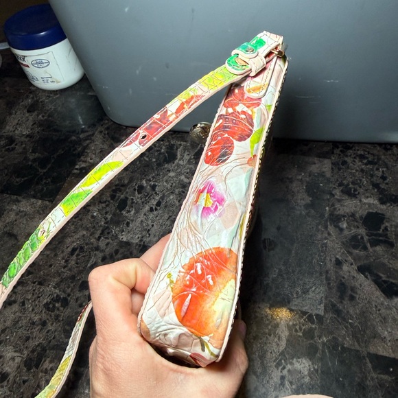 Brahmin Floral Watercolor Printed Crossbody in Pink, Red, Yellow & Green - Picture 5 of 6